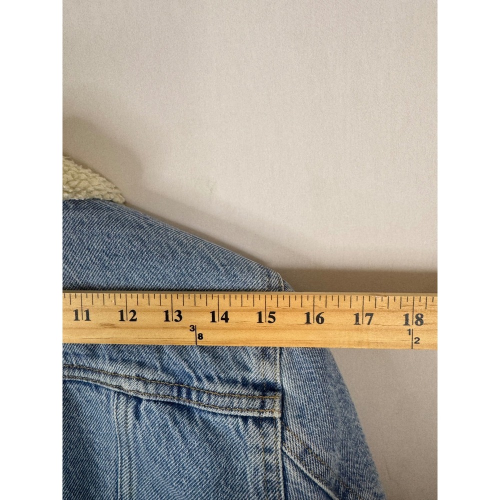 Levis Sherpa Trucker Jacket Women S Denim Faux Shearling Lined Blue Small - Picture 12 of 14